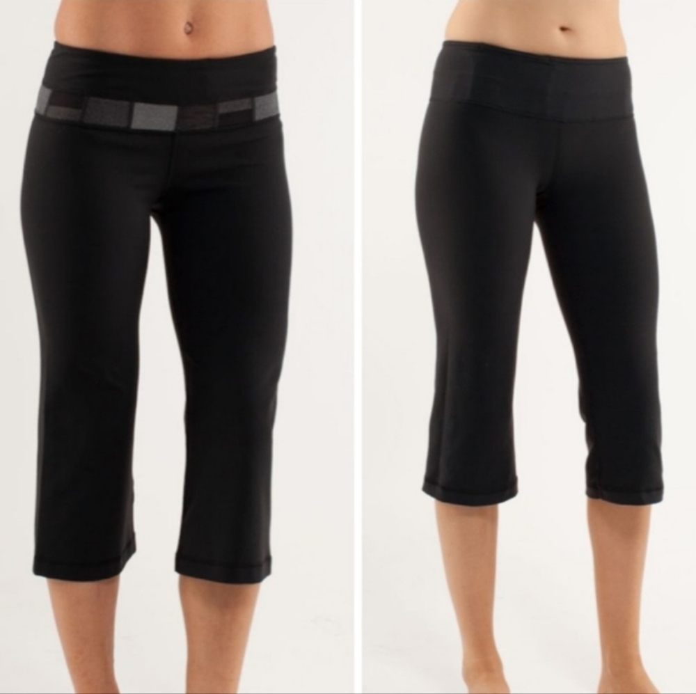 Lululemon Reversible Groove Cropped Leggings Athletic Workout Pants Size 4 Yoga
